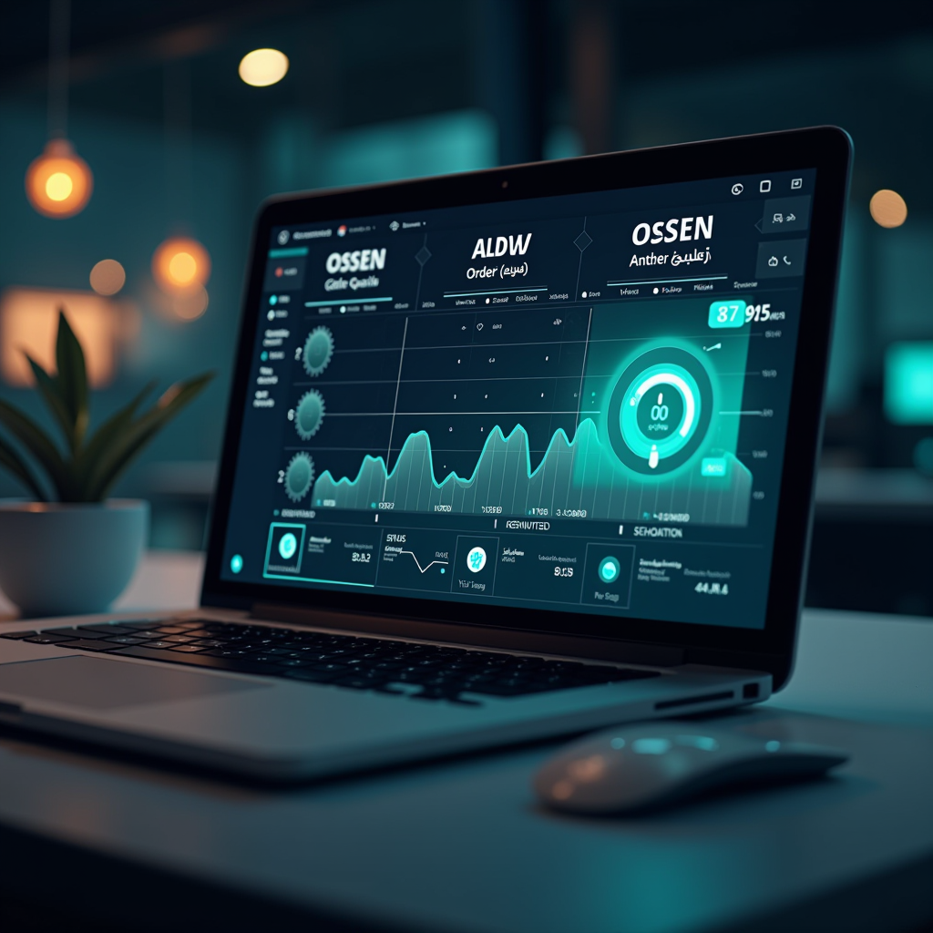 صورة توضيحية لشاشة تتبع الطلبات الإلكترونية مع مؤشرات التقدم والحالة، بتصميم حديث يعكس الخدمات الحكومية الرقمية السعودية